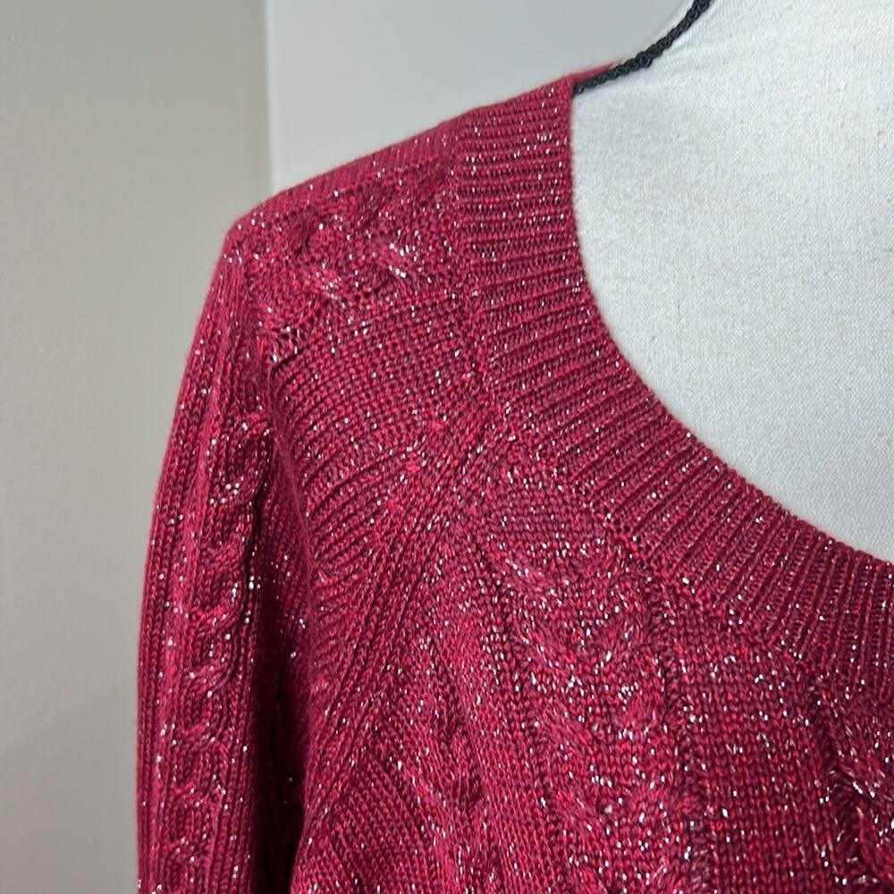 NWT Athleta decadent red metallic crew neck sweater - Picture 6 of 13